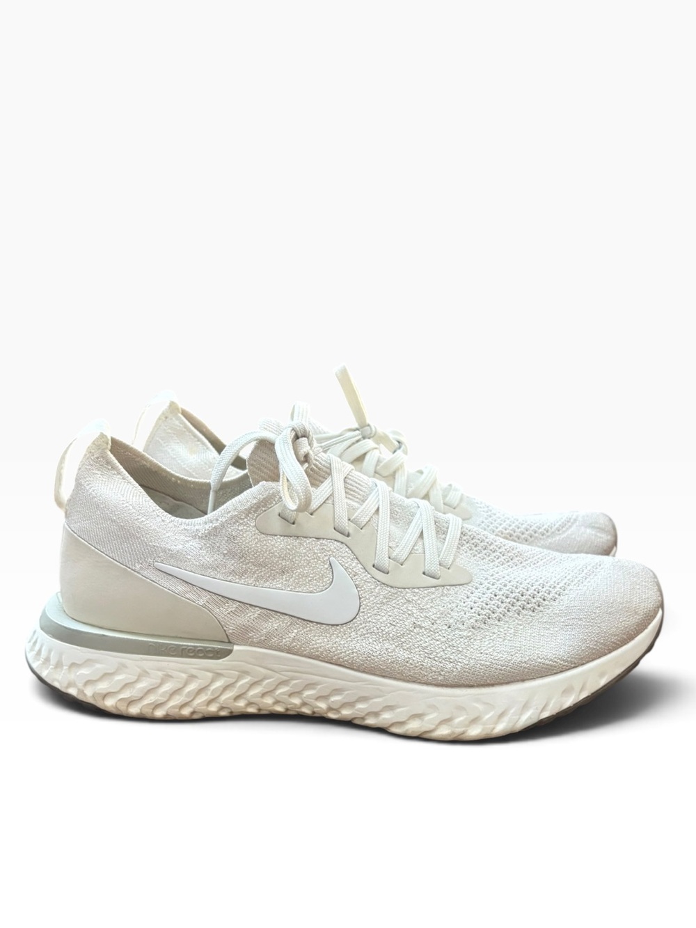 Nike Epic React Flyknit Cream White Running Shoes Sneakers size 10